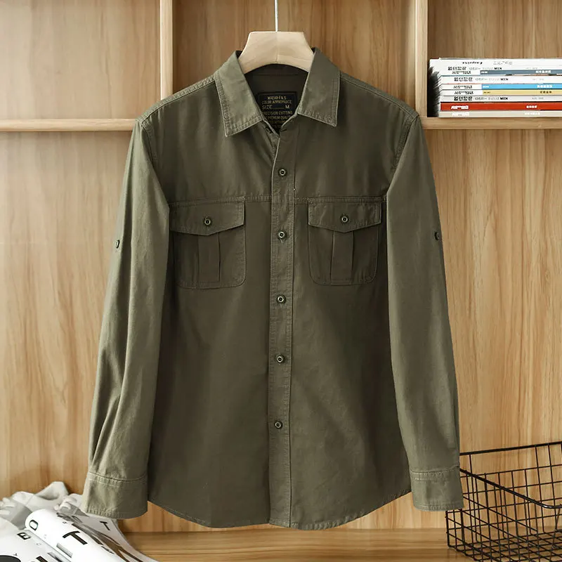 Camisa táctica de manga larga algodón con bolsillos - imagen 3