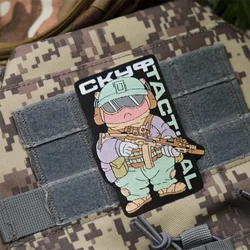 Parche táctico militar gancho y bucle con soldado estampado