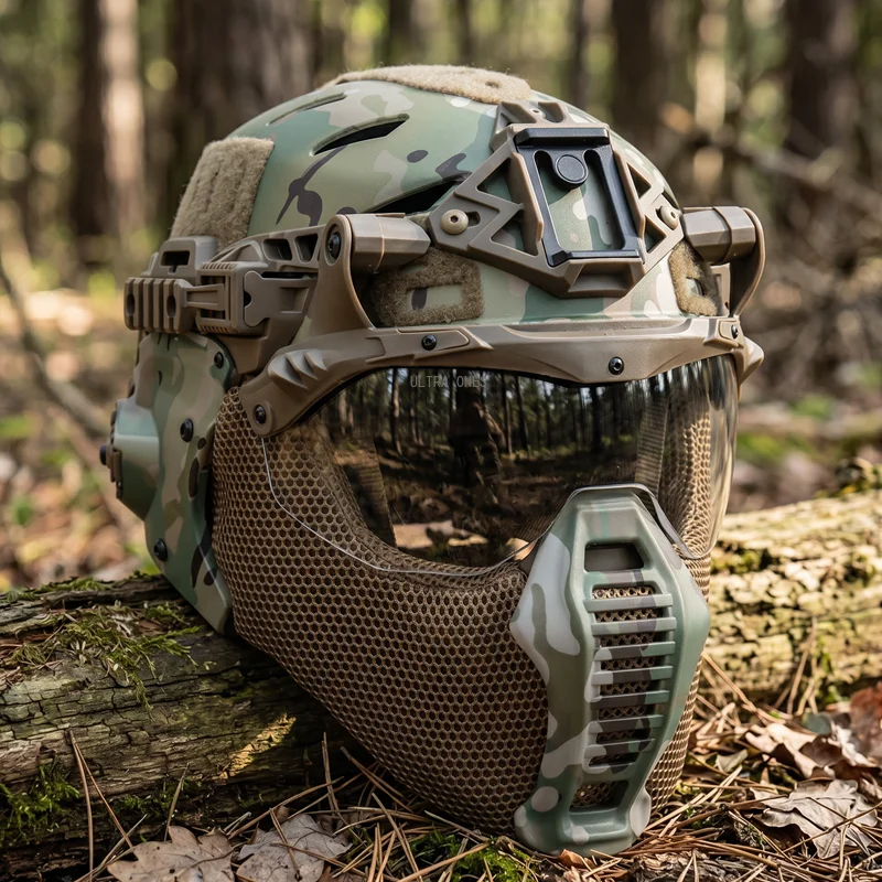 Casco táctico Wendy con máscara media cara abatible para airsoft - imagen 4