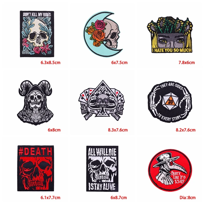 Parche bordado Punk calavera terror para coser o planchar - imagen 3