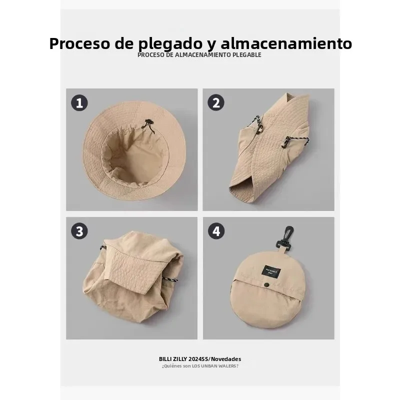 Sombrero ala ancha secado rápido gran talla, protección solar y bolsa - imagen 4