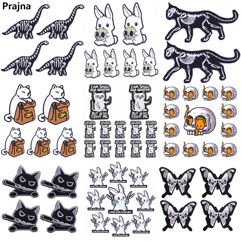 Parches bordados con motivos de gato hippie