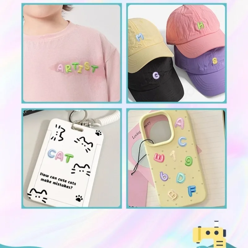Parche adhesivo bordado alfanumérico de colores para accesorios
