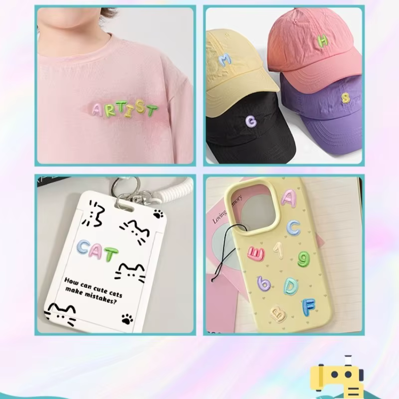 Parche adhesivo bordado alfanumérico de colores para accesorios