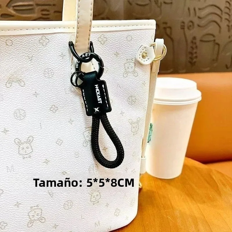 Llavero cuero vacuno tejido antipérdida con cordón grabable para coche - imagen 4