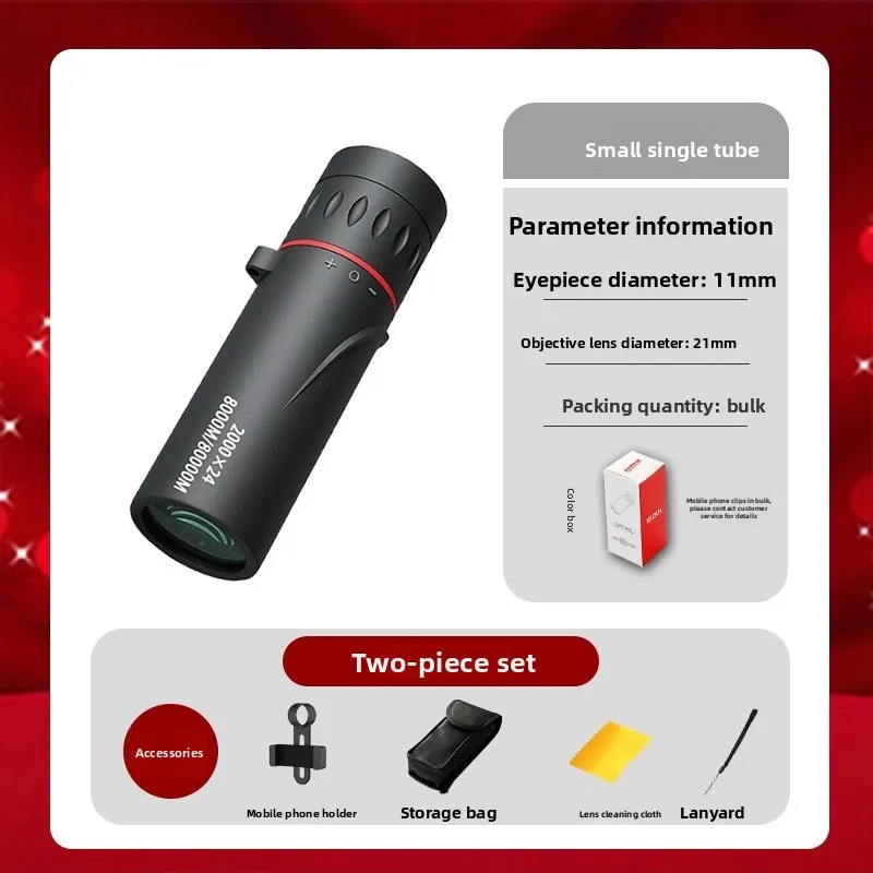 Telescopio monocular HD 2000x24 – Mini para móvil, camping y aves - imagen 4