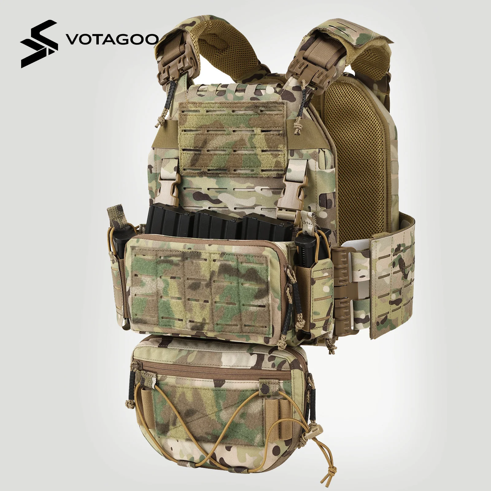 VOTAGOO Chaleco táctico ajustable con bolsa admin de caída - imagen 2