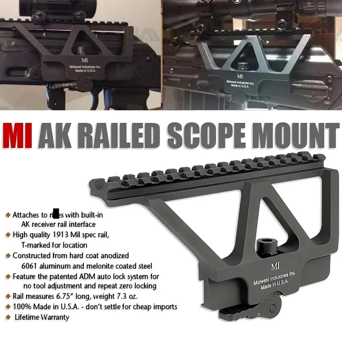 MI-AKSM Soporte lateral para AK con riel Picatinny de 20 mm - imagen 4