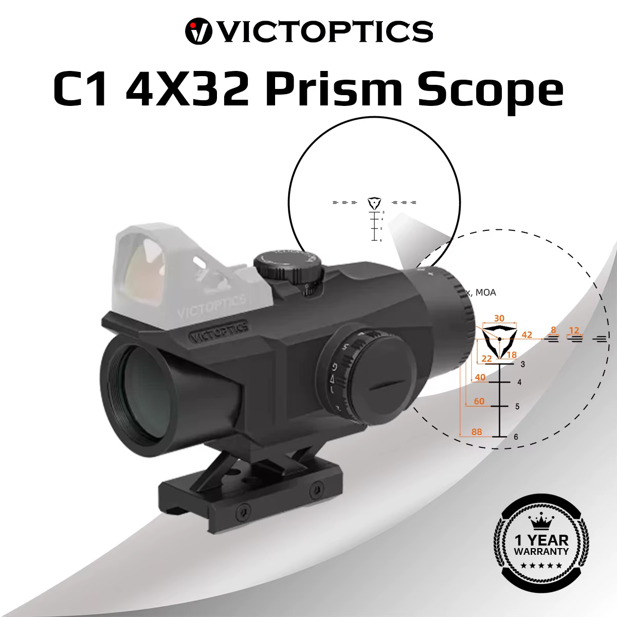 VictOptics C1 mira prismática con montaje para red dot airsoft - imagen 3