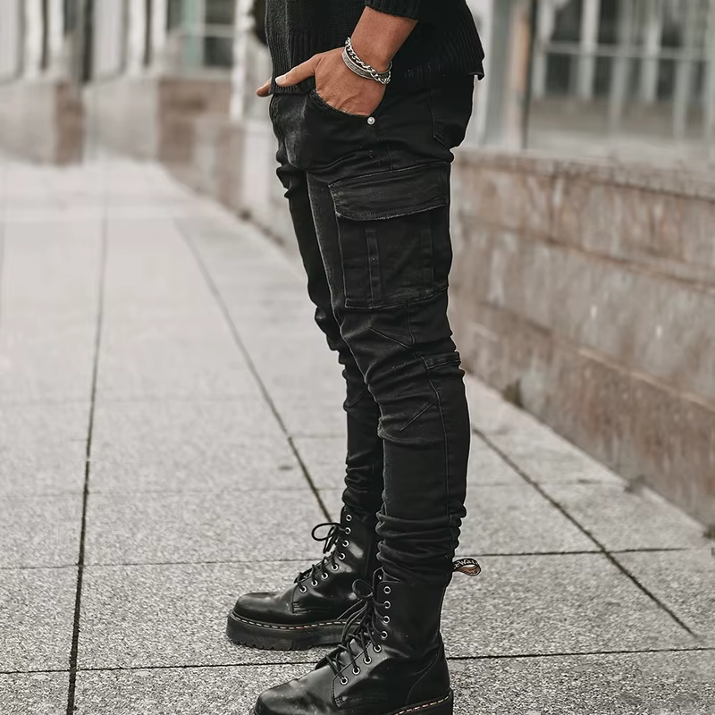 Pantalón Cargo táctico negro para hombre con bolsillos - imagen 5