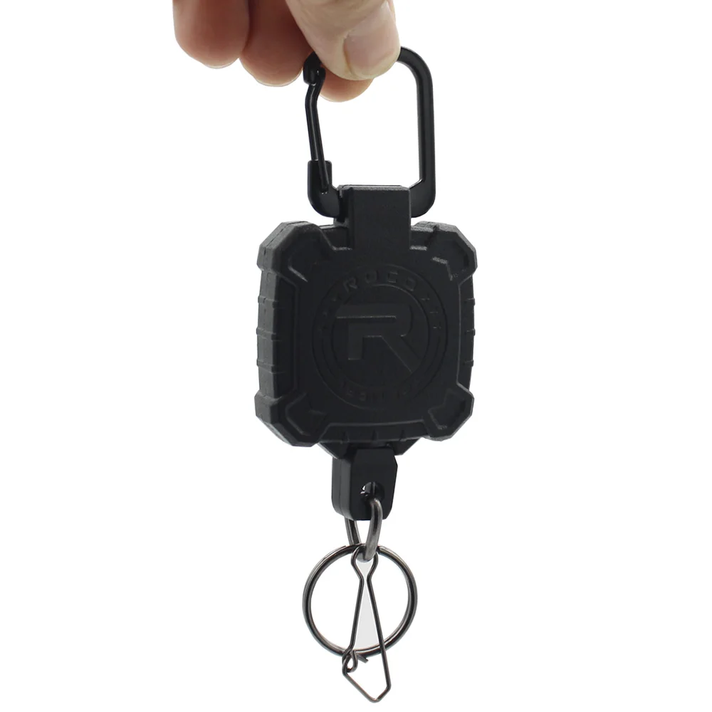 VULPO Cuerda seguridad – Llavero acero retráctil multiusos