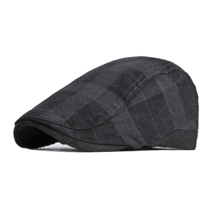 Boina vintage de pana en espiga para hombre con visera taxista - imagen 2