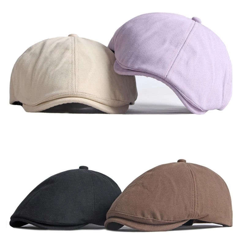 Gorra newsboy octogonal de detective plana ajustable color sólido - imagen 2