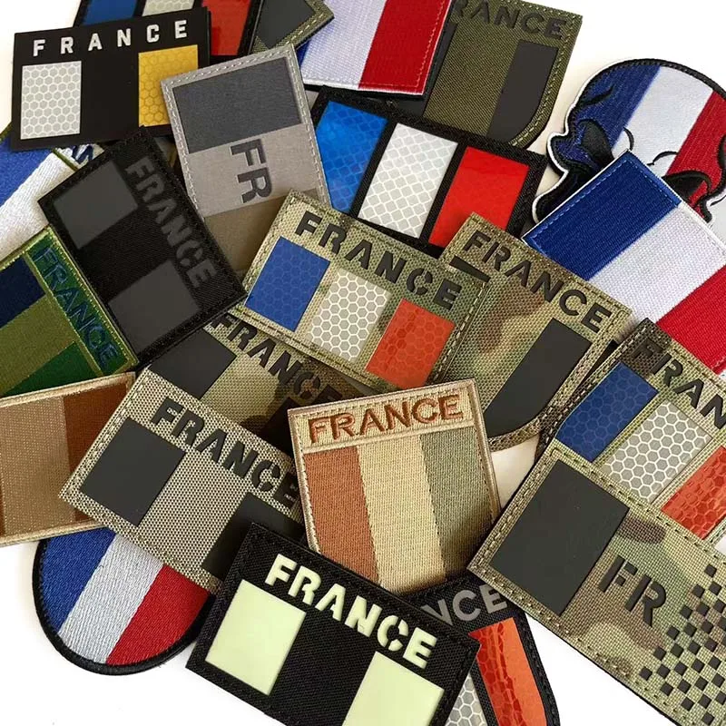 Parche táctico bandera Francia bordado reflectante IR para ropa - imagen 5