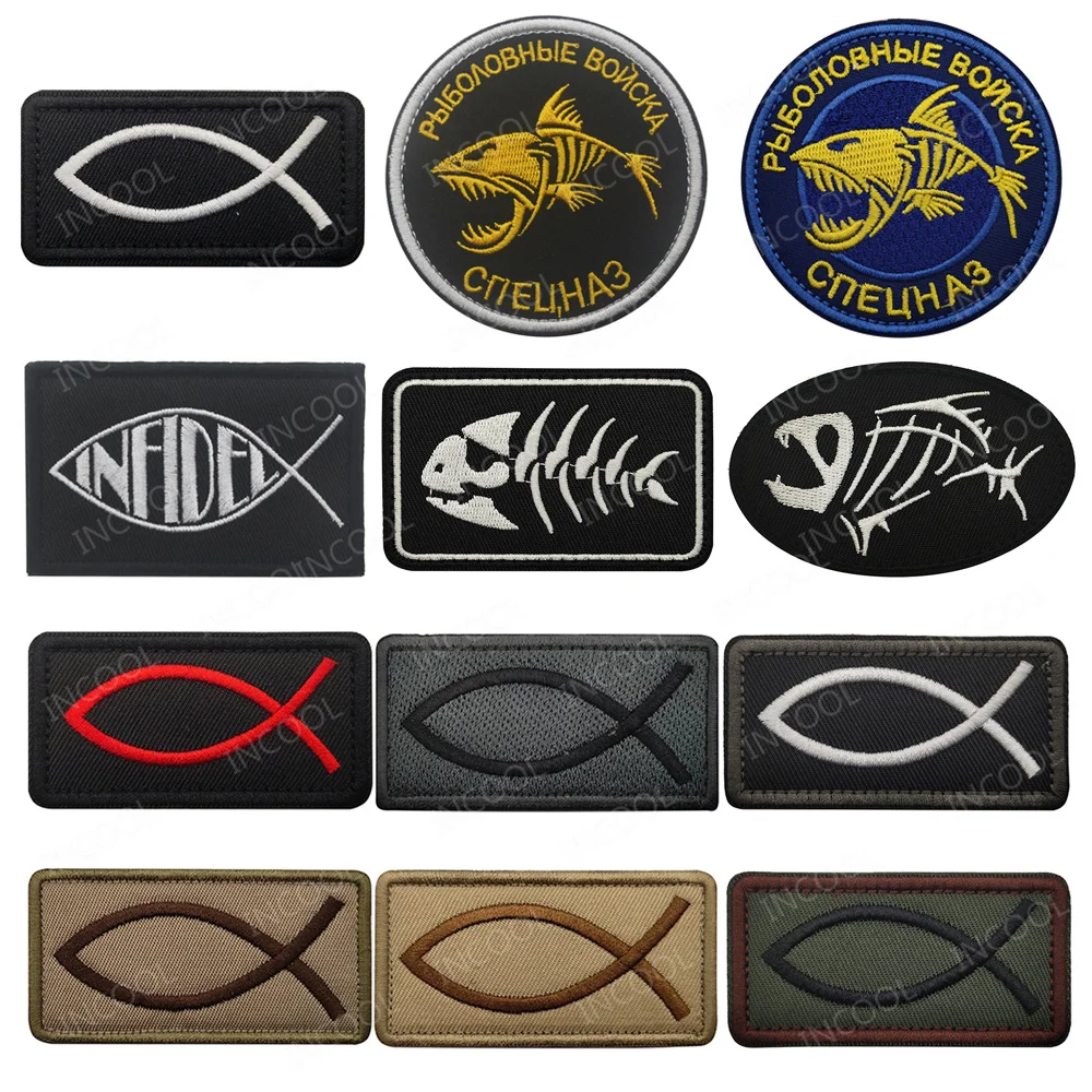 Parche bordado pez Ichthys para gorra - bendicion de fe