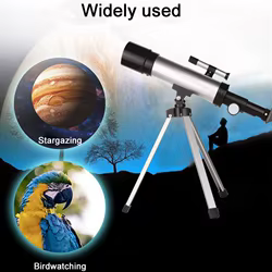 Telescopio astronómico con trípode para observación lunar