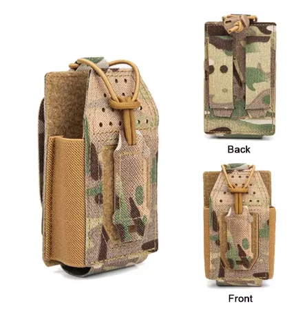 Funda táctica MOLLE para walkie-talkie, intercomunicador abierta negra