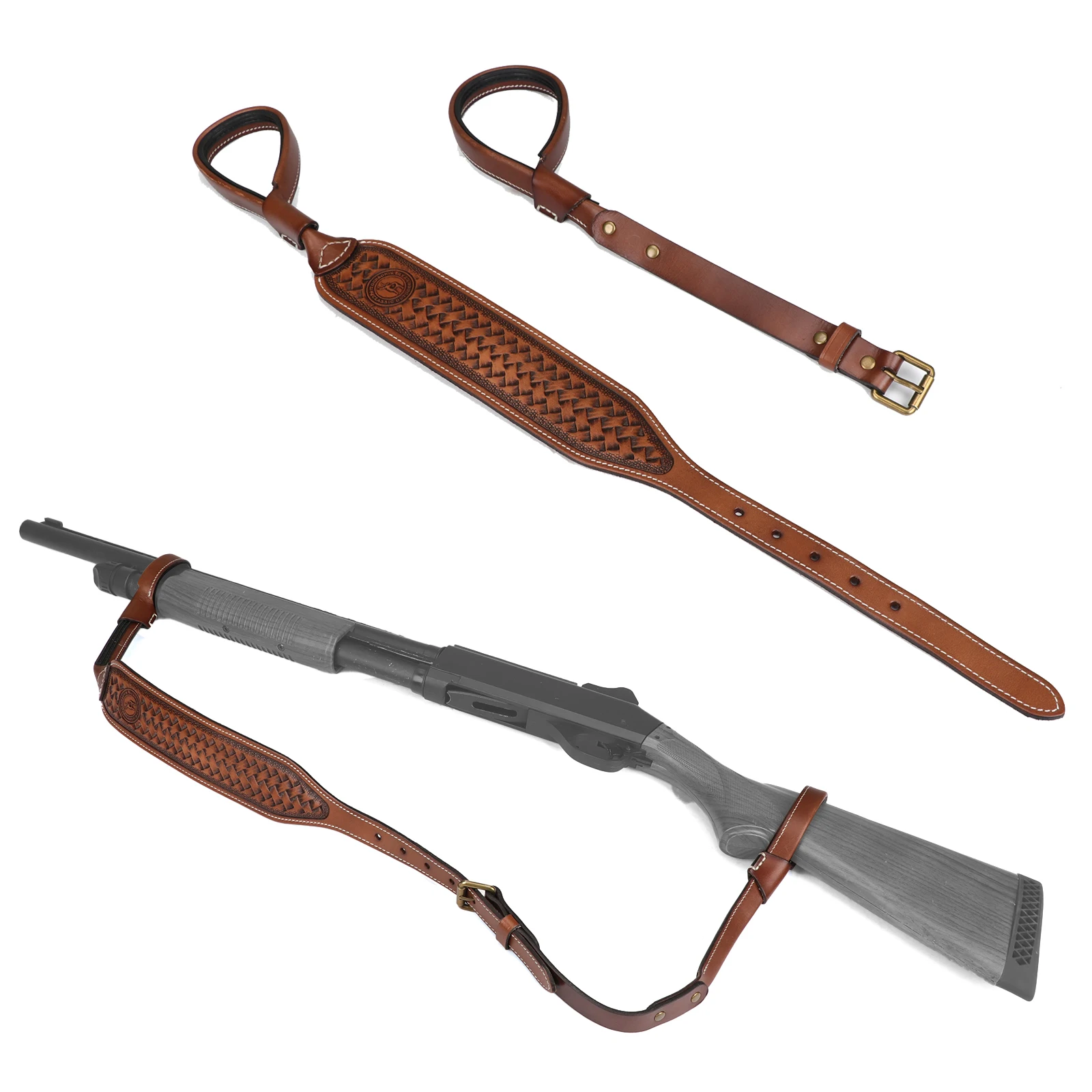 Tourbon Bandolera rifle cuero – Correa táctica regulable vintage