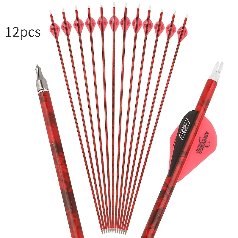 Flechas de carbono Spine 500, eje 6,2 mm, plumas goma para caza - imagen 2