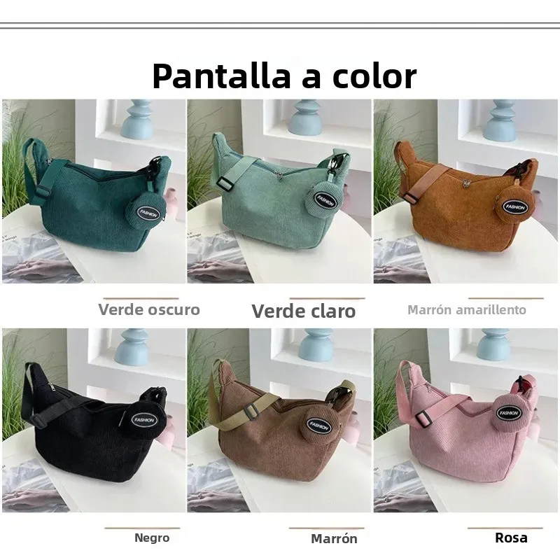 Bolso bandolera de terciopelo para mujer, gran capacidad y trabajo - imagen 4