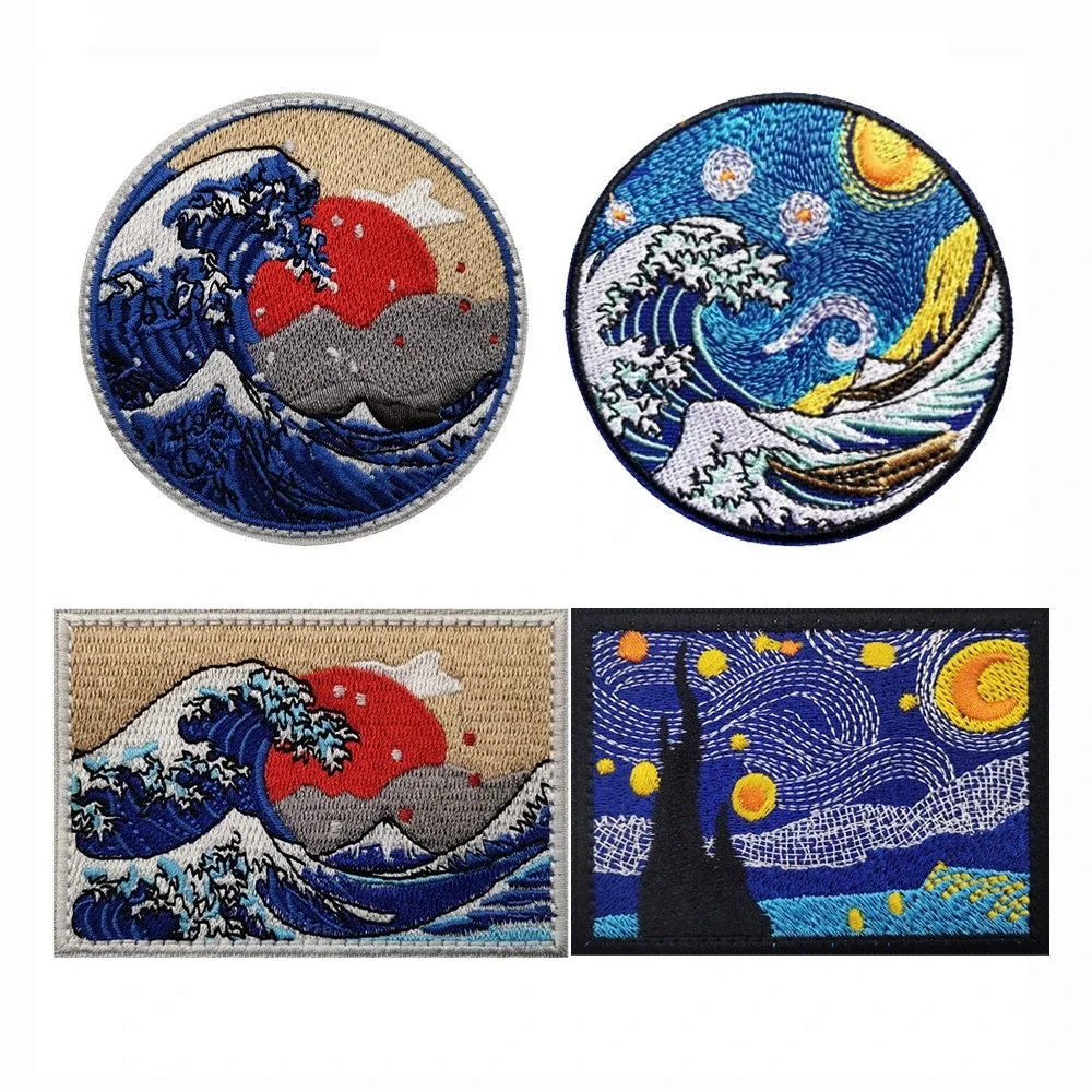 Parche MOLLE Amanecer montaña Ukiyo-e – bordado táctico