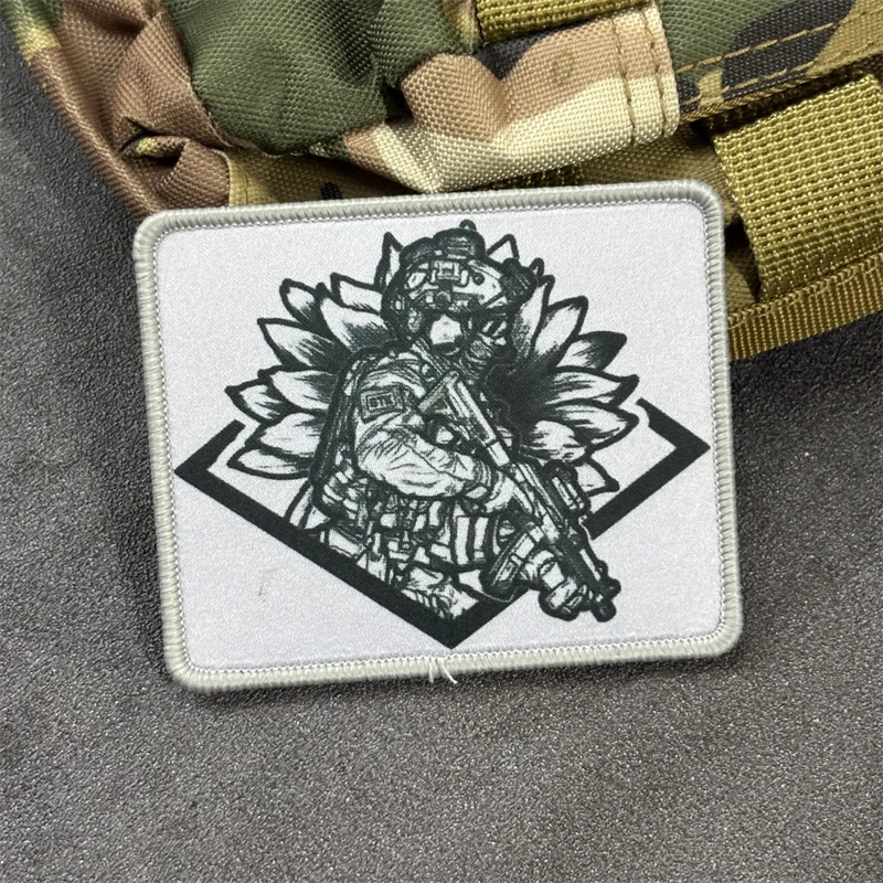 Parche táctico impreso soldados de flores insignia moral MOLLE - imagen 5