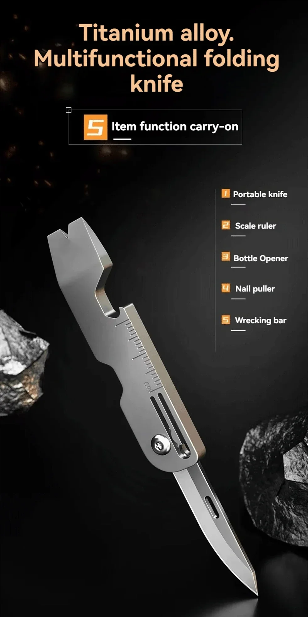 LLavero cuchillo multifuncional JIANLAI vista frontal