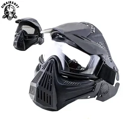 Máscara táctica facial completa con lentes para airsoft, paintball