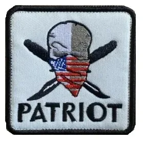 Parche bordado calavera patriota máscara bandera EE. UU. con velcro