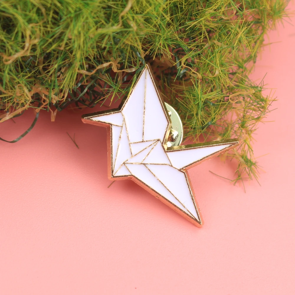 Broche estrella geometría moderna solapa minimalista línea dorada - imagen 3