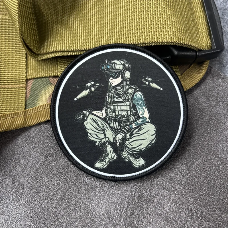 Parche táctico militar con insignia de chica para ropa y mochila