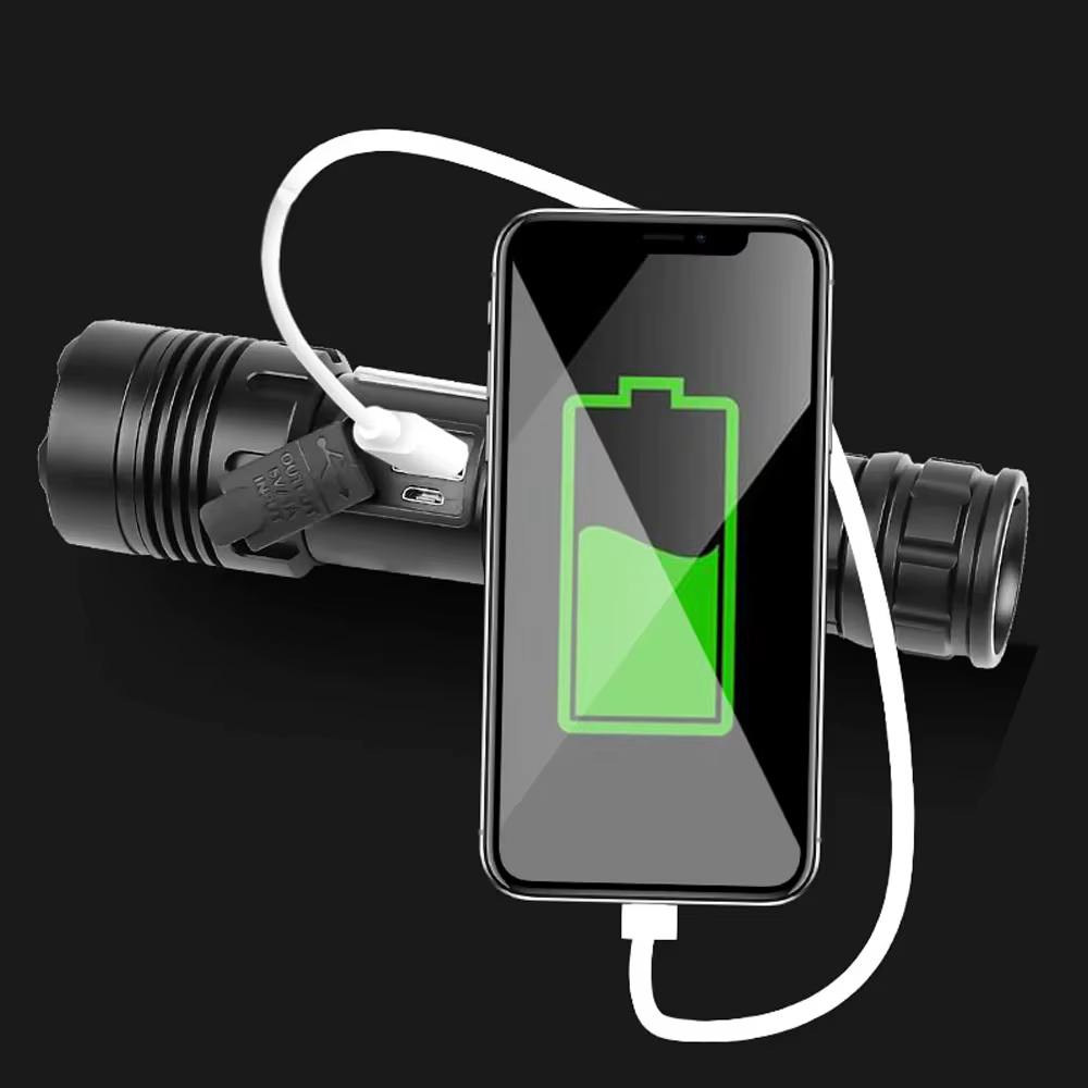 Linterna LED zoom carga USB para caza, camping, pesca y senderismo - imagen 4