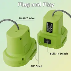 Ryobi 18V – Adaptador de batería con cable CC e interruptor