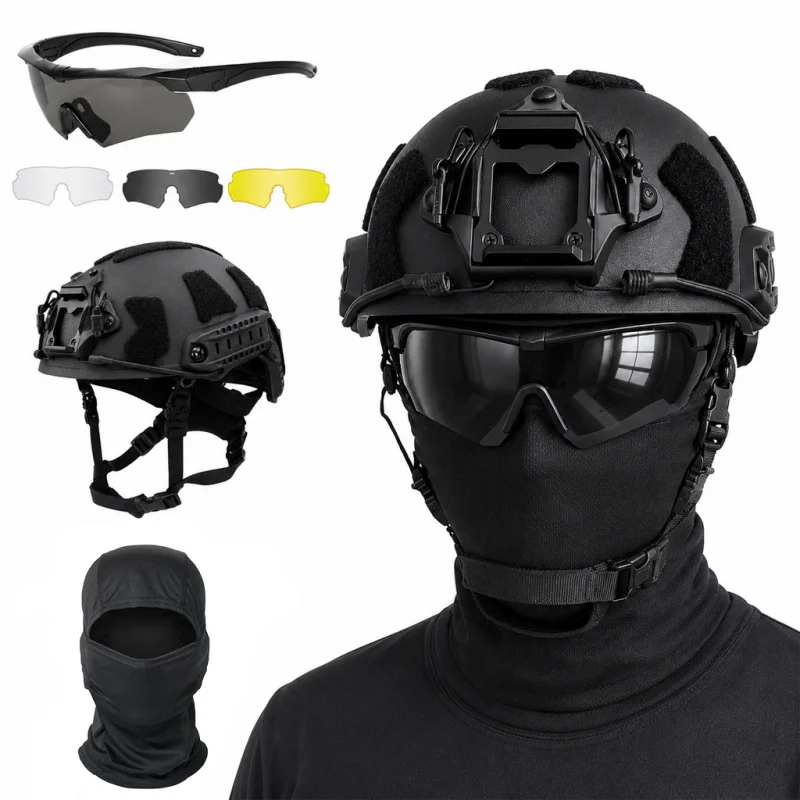Casco táctico airsoft con gafas de lentes intercambiables y máscara - imagen 2