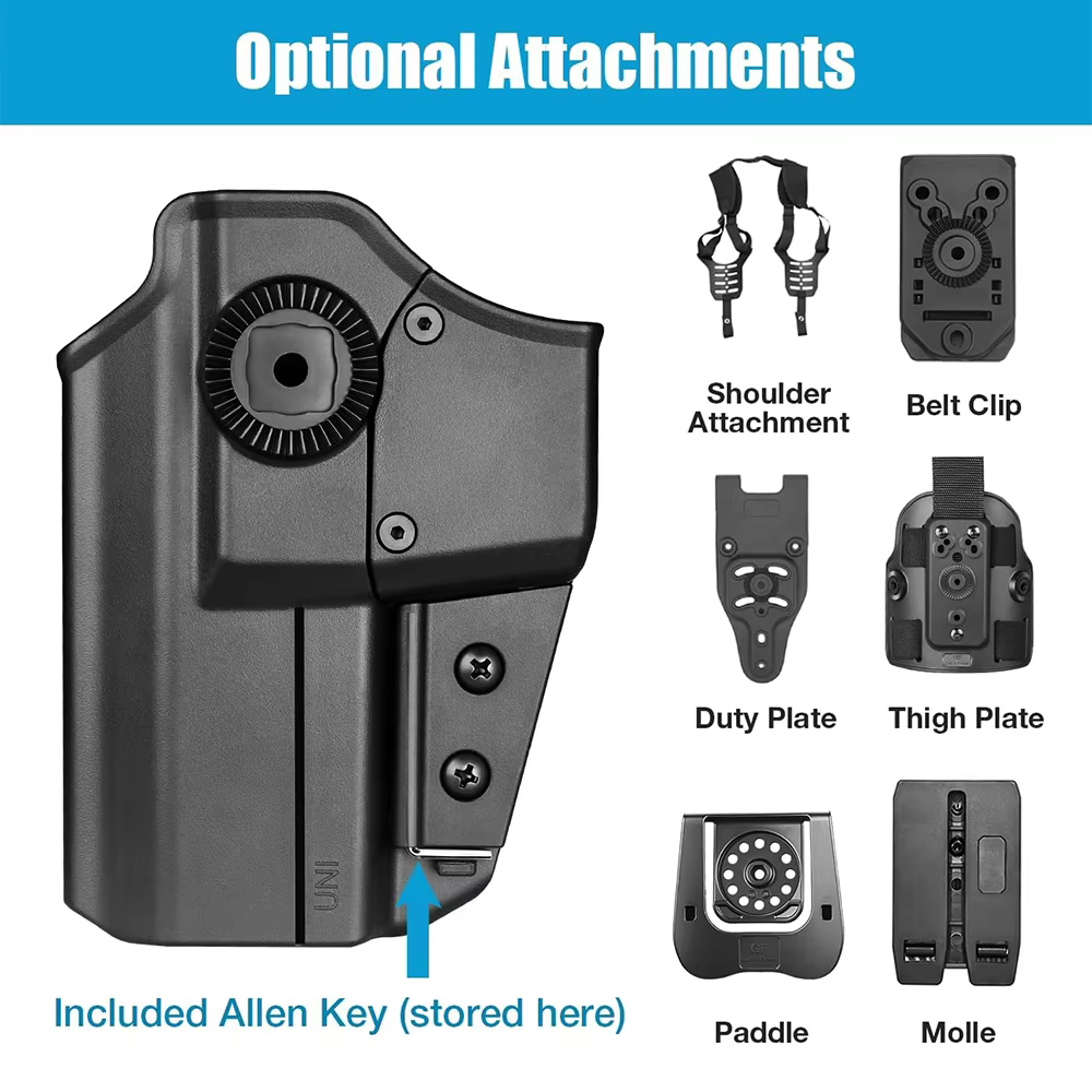 Funda táctica OWB de polímero universal para Glock y compatibles