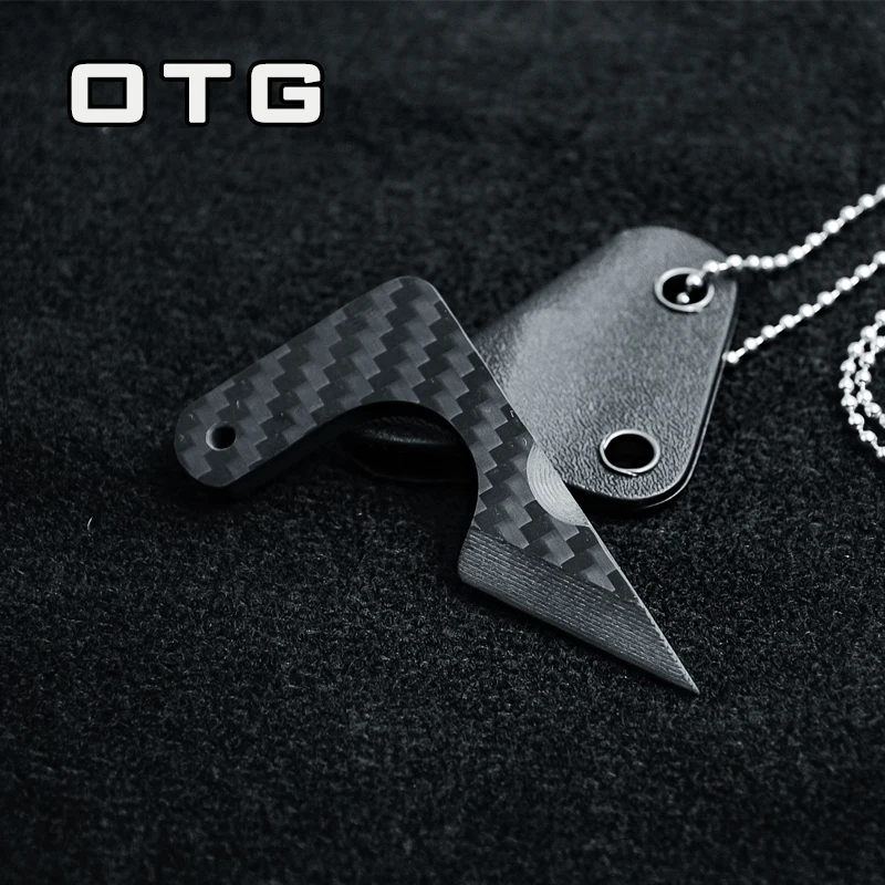 Cuchillo táctico EDC fibra de carbono CNC Sharp Angle con funda - imagen 2