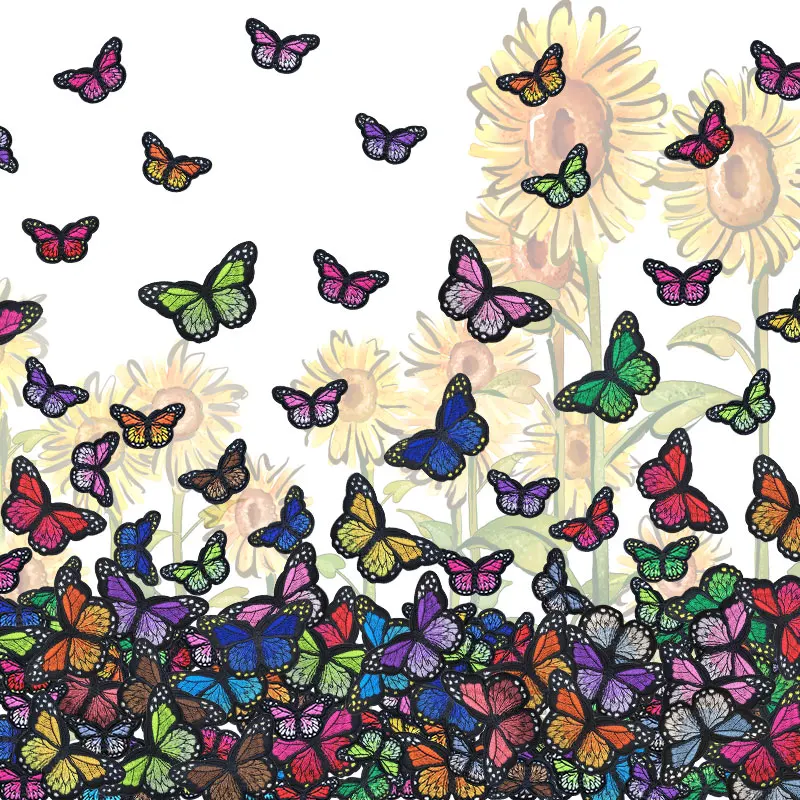 Parches de mariposa bordados para planchar en ropa - Apliques