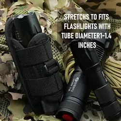 Funda táctica linterna con clip cinturón y mosquetón 360°