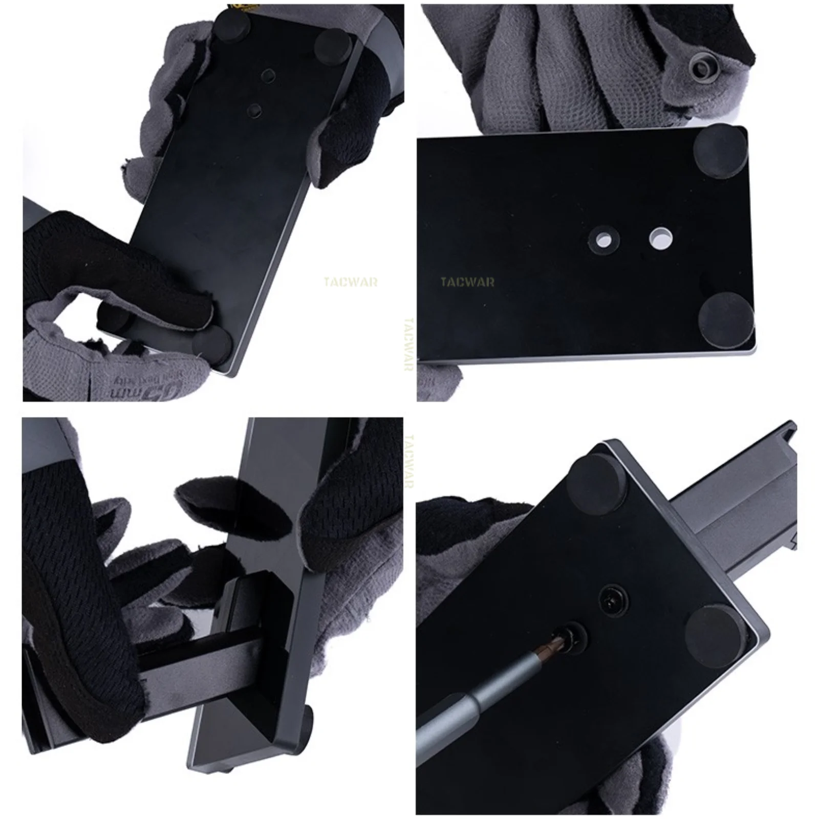 Soporte pistola tipo riel Picatinny con base vidrio ABS decorativa - imagen 5