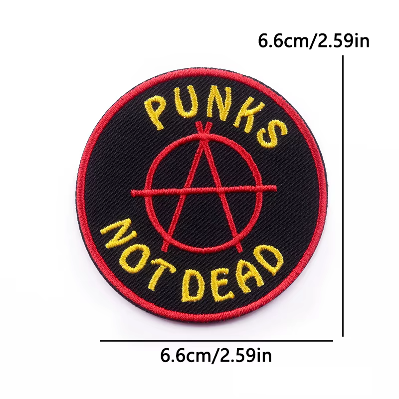 Parches bordados termoadhesivos punk Punk Not Dead – símbolo anarquía - imagen 2