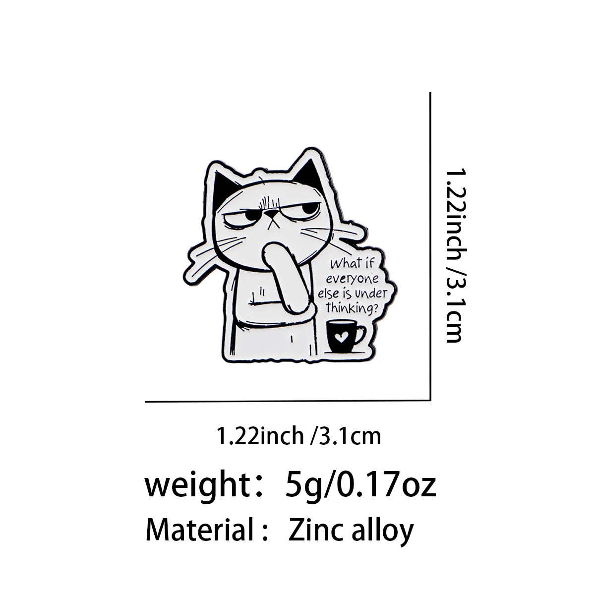 Detalle del diseño y colores del pin de gato