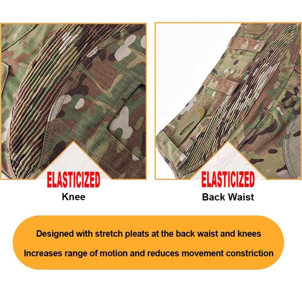 SINAIRSOFT Pantalones tácticos airsoft Multicam G3 con rodilleras