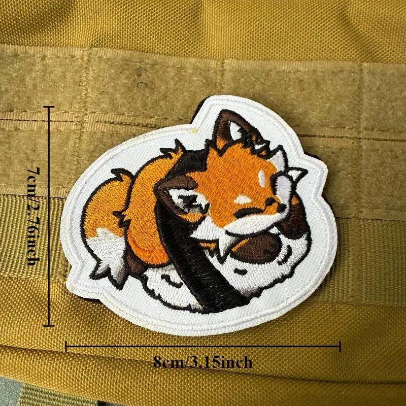 Parche táctico bordado zorro durmiente - insignia animal para chaleco - imagen 2