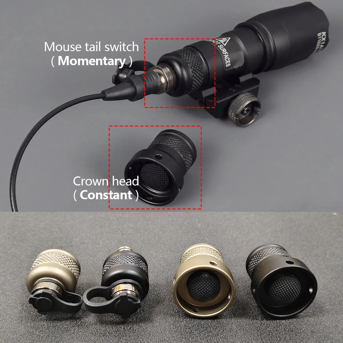 Interruptor táctico SureFire M300 M600 V2 doble función para linterna - imagen 5