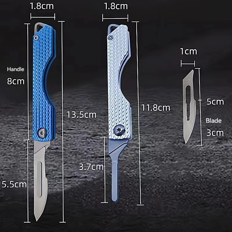 Bisturí plegable de acero inoxidable, mini cuchillo de bolsillo