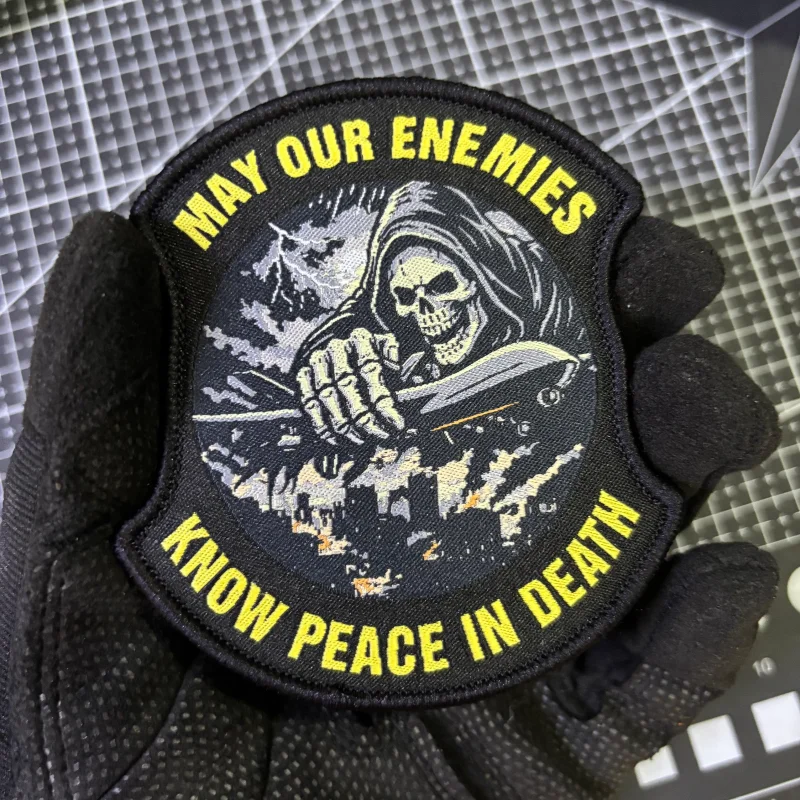 Parche Táctico Grim Reaper Calavera Bordado con Bucle para Brazalete - imagen 4