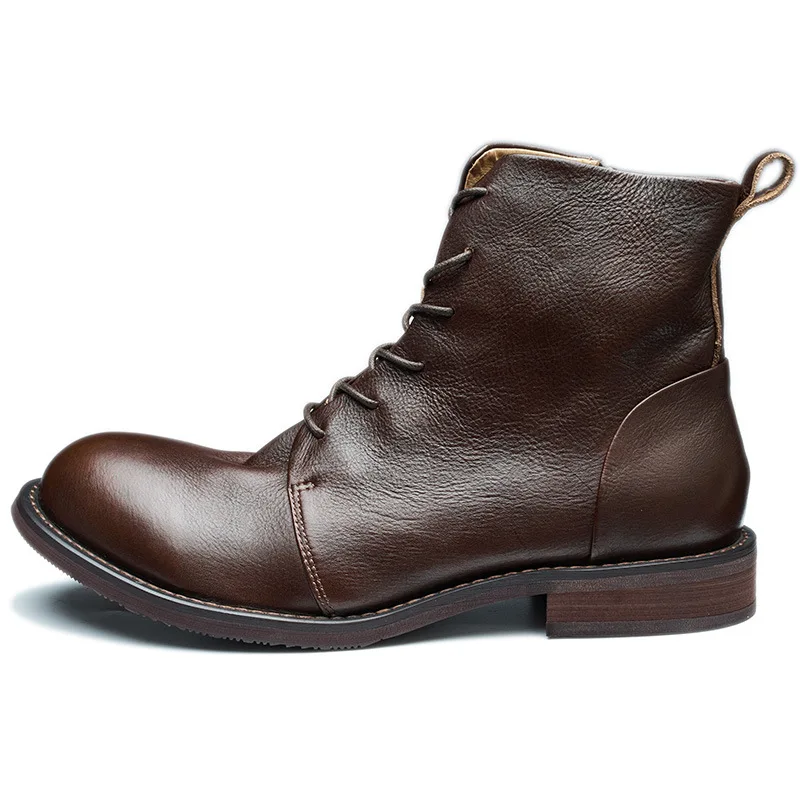 KOWM Botas tácticas impermeables piel de vaca tobillo para hombre - imagen 5