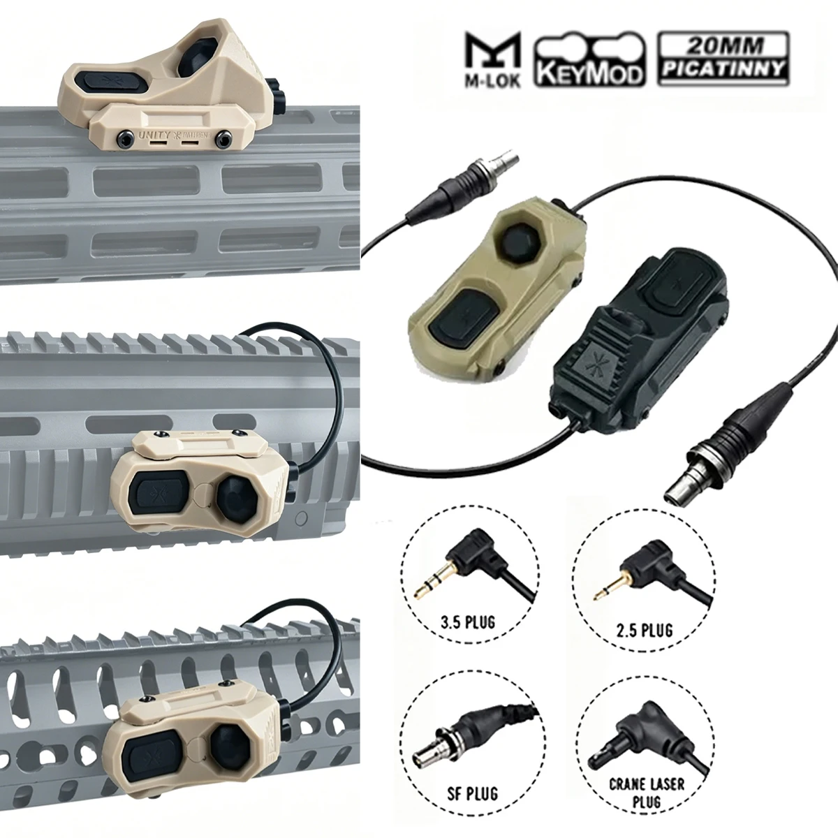 UNITY AXON SF Interruptor de presión táctico MLOK KEYMOD doble función - imagen 2