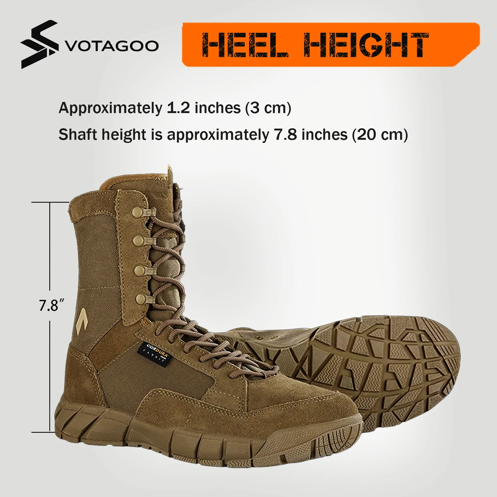 YEVHEV Botas tácticas coyote ligeras para senderismo y trabajo - imagen 4