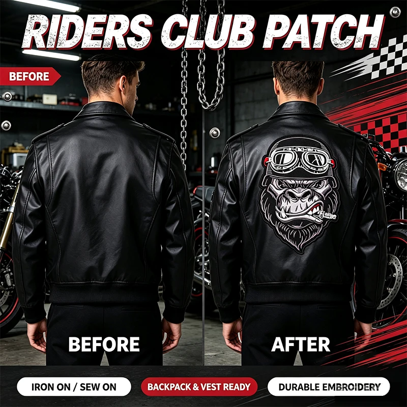 Parche termoadhesivo lobo clásico para chaleco y mochila biker - imagen 3